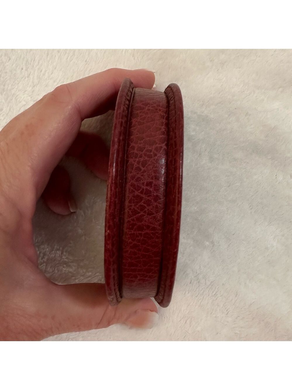AUTHENTIC CARTIER MUST DE CARTIER BORDEAUX RED LEATHER COIN PURSE - EXCELLENT! - Picture 5 of 11